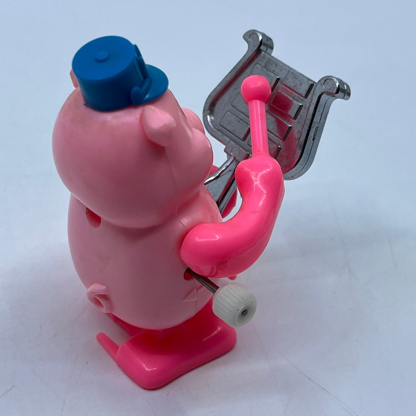 Vintage TOMY Wind Up Toy Pink Pig With Xylophone Not So Grand Band WORKS TH9
