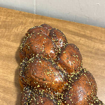 Realistic Artificial Food Prop Large Loaf of Challa Twist Bread Plastic 14” TF3