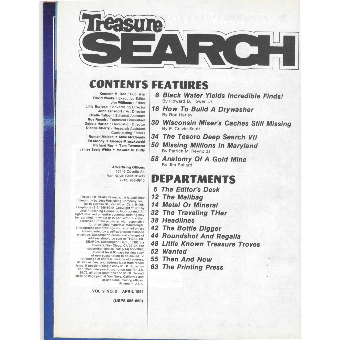 Treasure Search Magazine 1981 April Metal Detecting Gold Diamonds M2