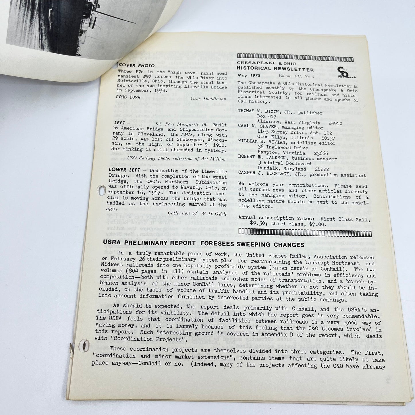1975 May Chesapeake and Ohio Historical Newsletter C&O RR Thomas Dixon WV M1-2