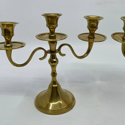 Vintage Liards Solid Brass Candelabra Pair 3 Arm Candlestick Holders 5.5 x 6 TI3