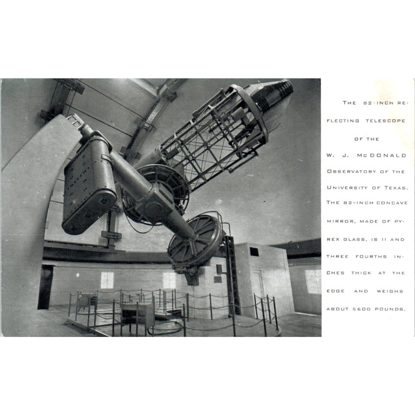 Reflecting Telescope W.J. McDonald University of Texas Original Postcard TK1-24