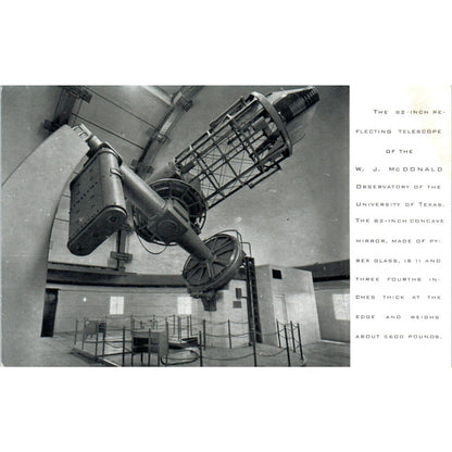 Reflecting Telescope W.J. McDonald University of Texas Original Postcard TK1-24