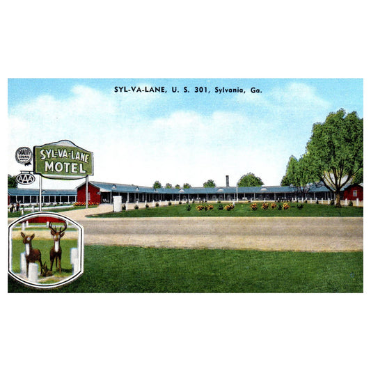 SYL-VA-LANE Motel Sylvania Georgia - Postcard TJ8-2