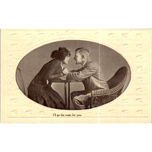 I'll Go The Route For You Victorian Couple Romance Original Postcard P2-8