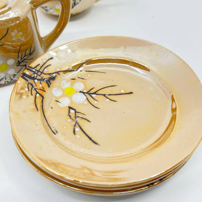 Vintage Child's Tea Set China Peach Lusterware Hand Painted Japan TE6