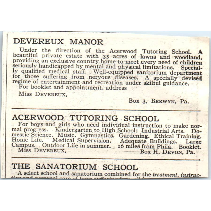 c1920 Harper's Ad - Rydal Ogontz School Abby A Sutherland Montgomery PA EA3-1