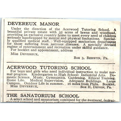 c1920 Harper's Ad - Rydal Ogontz School Abby A Sutherland Montgomery PA EA3-1