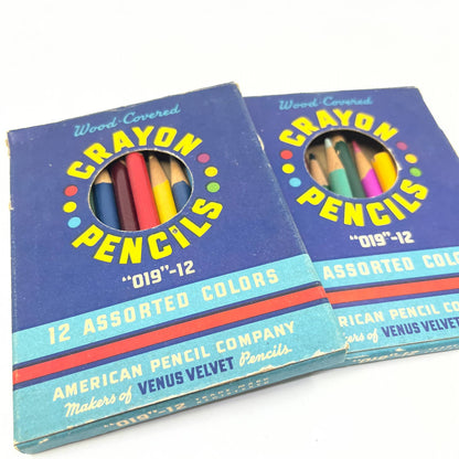 Vintage American Pencil Co Wood Covered Crayon Pencils  Set of 2 TF9