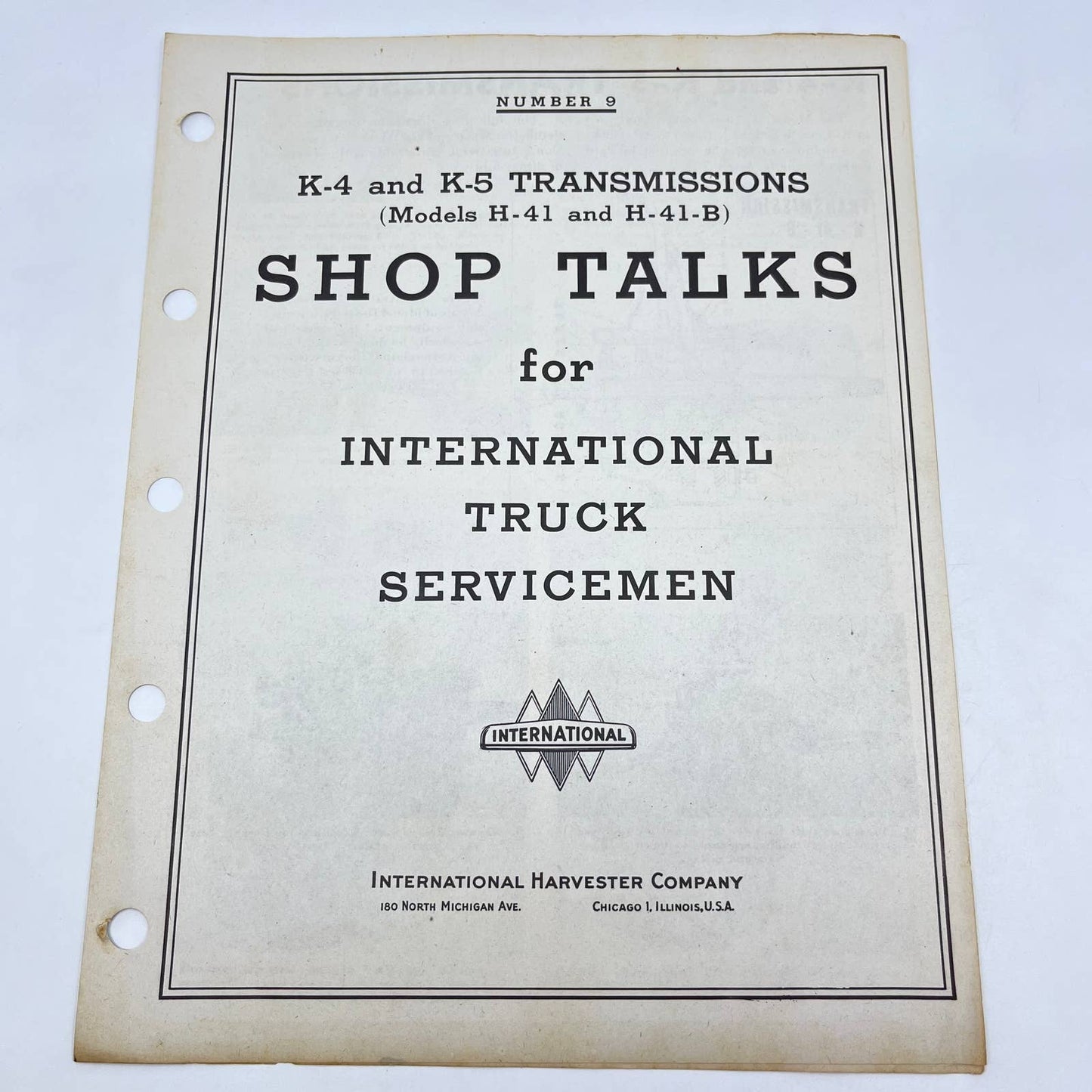 1940s Shop Talks for International Truck Servicemen #9 K4 K5 Transmissions TF8