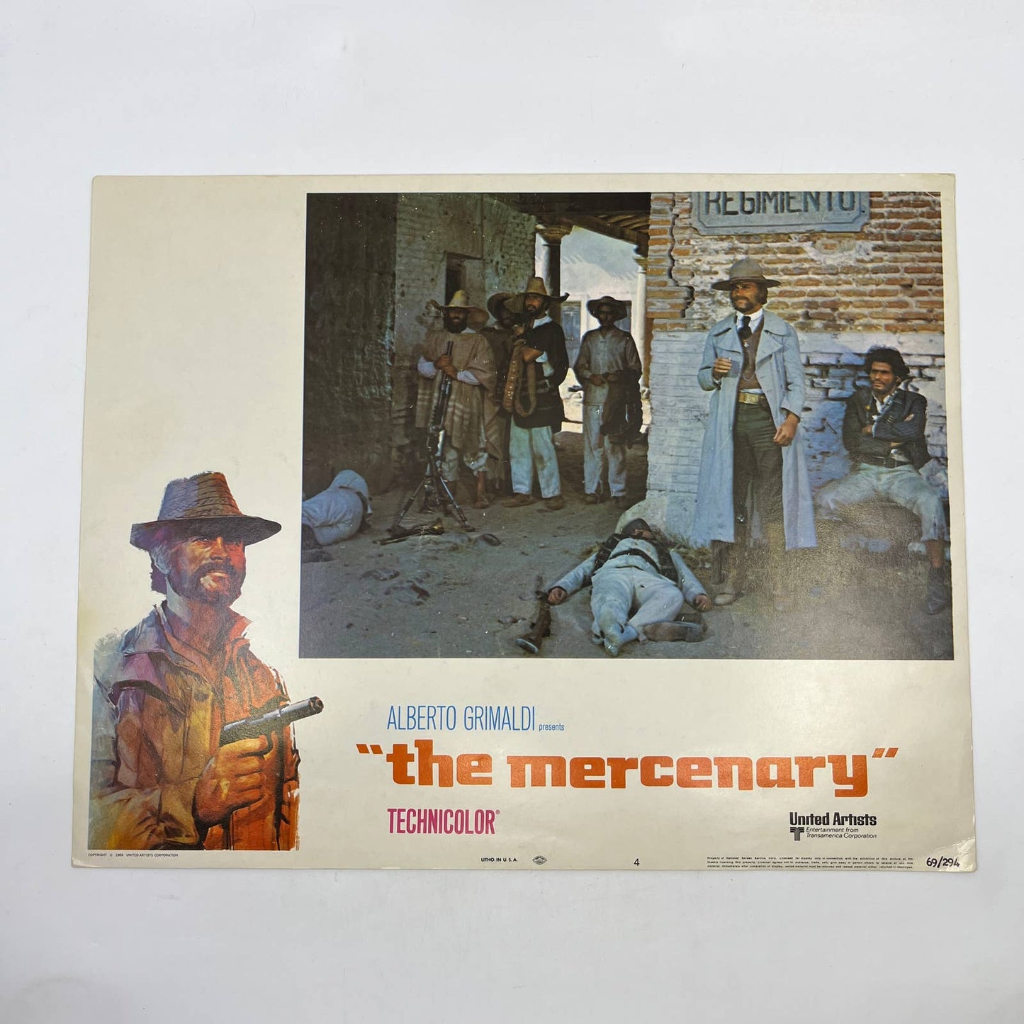 THE MERCENARY orig 1969 lobby card FRANCO NERO/TONY MUSANTE movie poster FL5