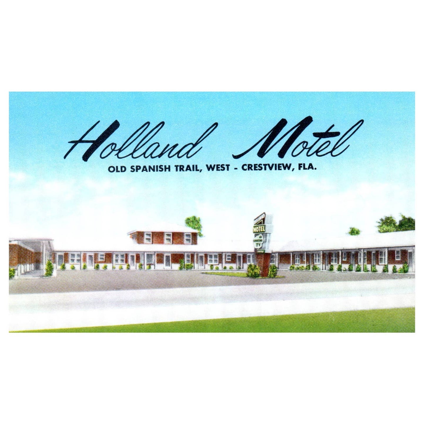 Vintage Postcard - Holland Motel Old Spanish Trail West Crestview Florida AD9