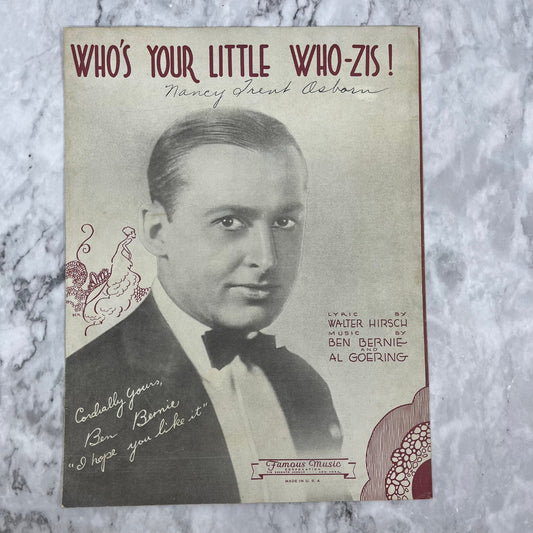 Who’s Your Little Who-Zis! (1931) Sheet Music Walter Hirsch, Ben Bernie V41-2