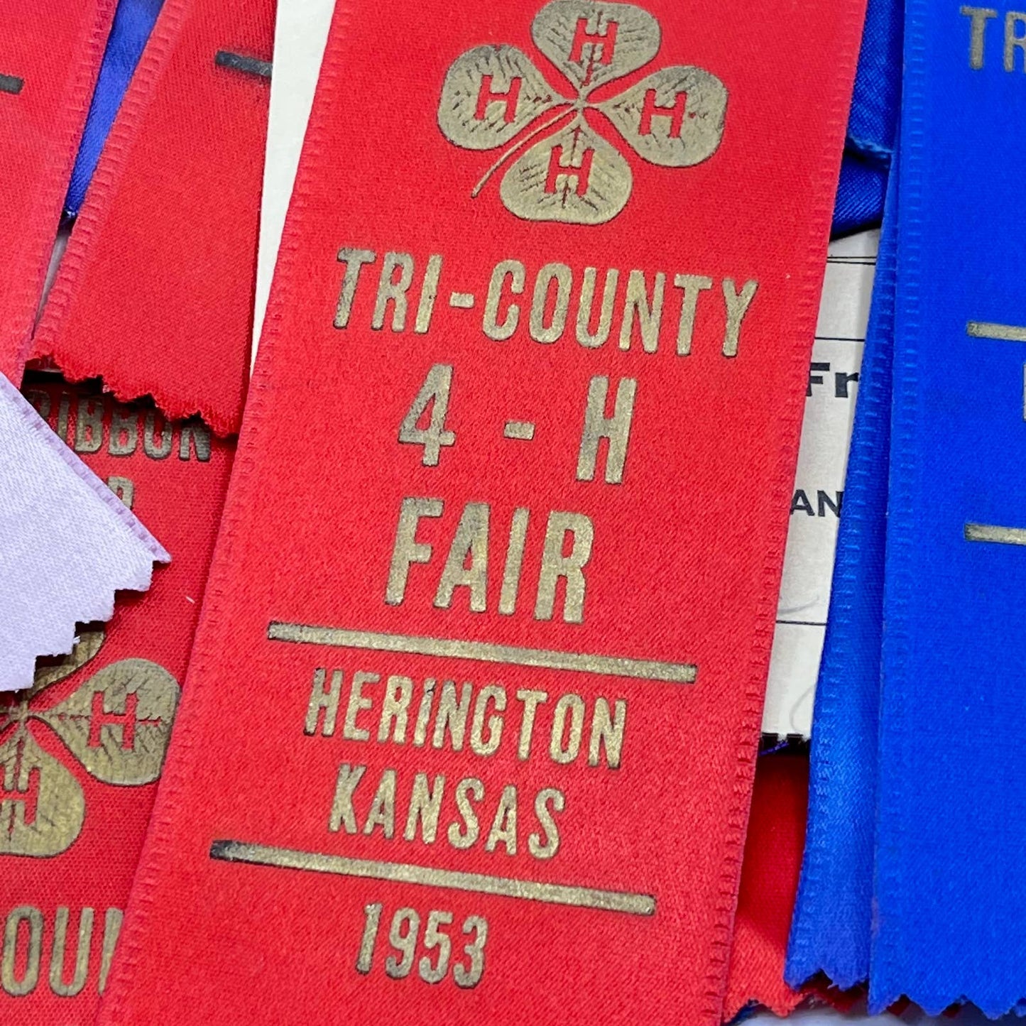 1950s HUGE Lot of Prize Ribbons Tri-County 4-H Fair Herrington Kansas TA3-1