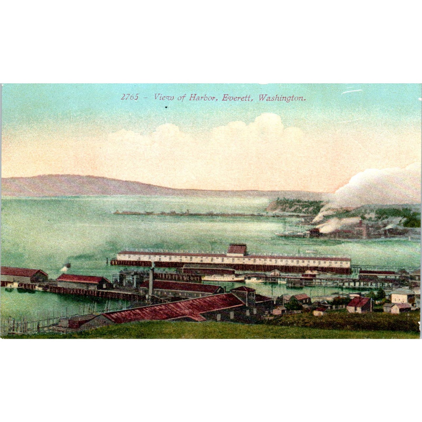 Antique Postcard View of Harbor Everett Washington TD9