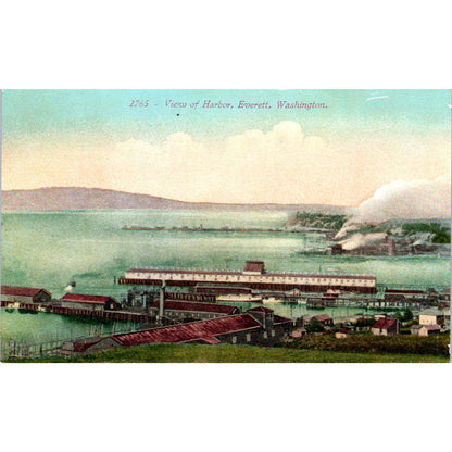 Antique Postcard View of Harbor Everett Washington TD9