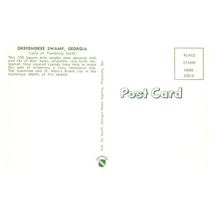 Vintage Postcard - Okefenokee Swamp Georgia AD9