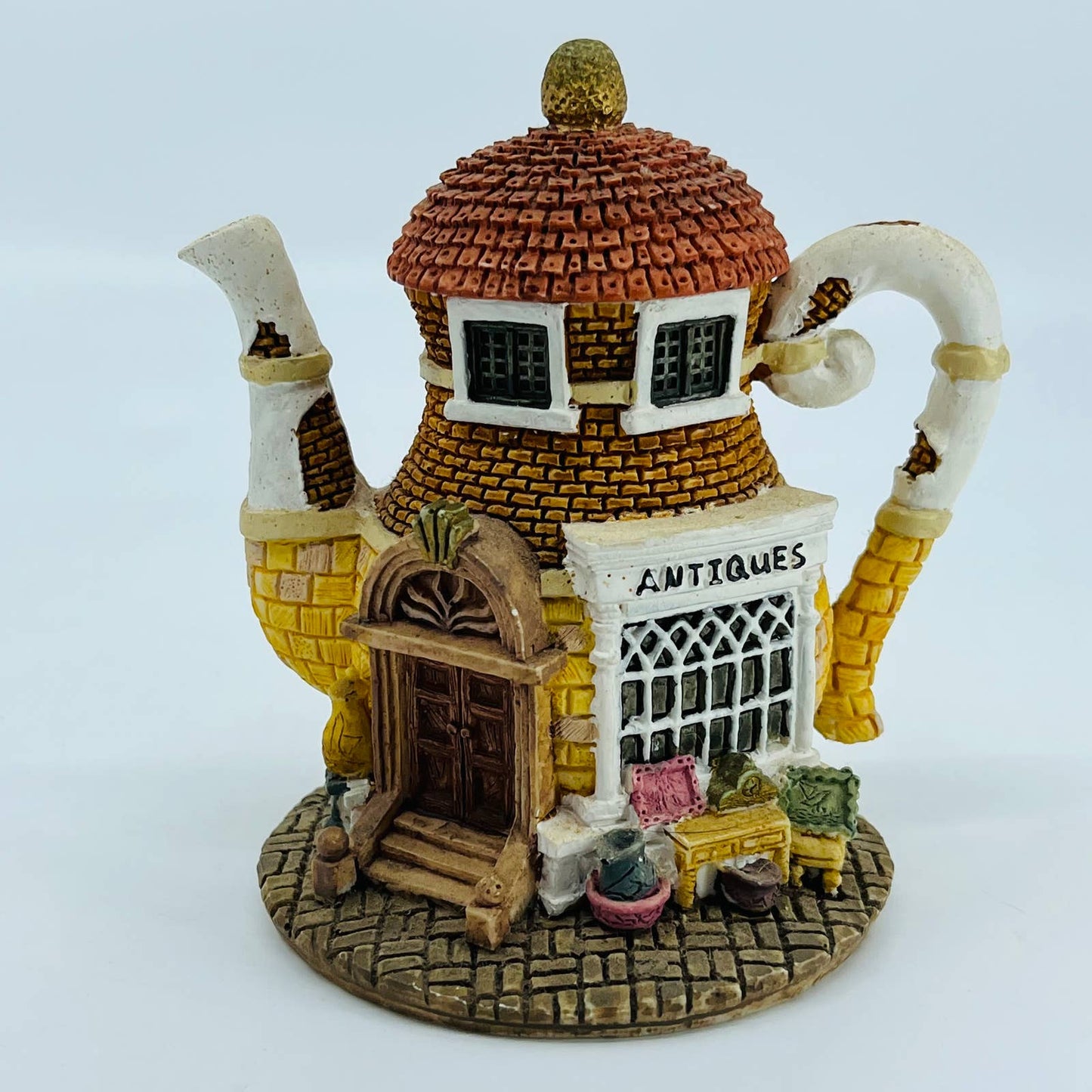 Vintage Hometown Teapot Cottages ANTIQUES STORE 5 1/2" TB8