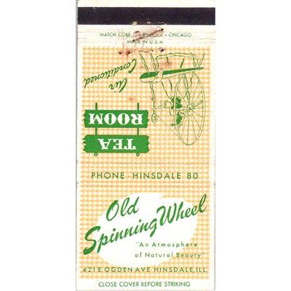 Old Spinning Wheel Tea Room Hinsdale IL Advertising Matchbook Cover SA1-M11