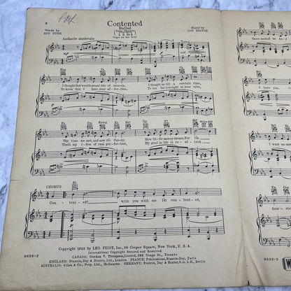 Vintage Don Bestor Contented Ballad Sheet Music 1932 V38