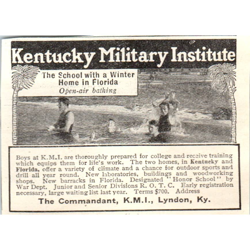 c1920 Harper's Magazine Ad - Kentucky Military Institute K.M.I. Lyndon KY EA3