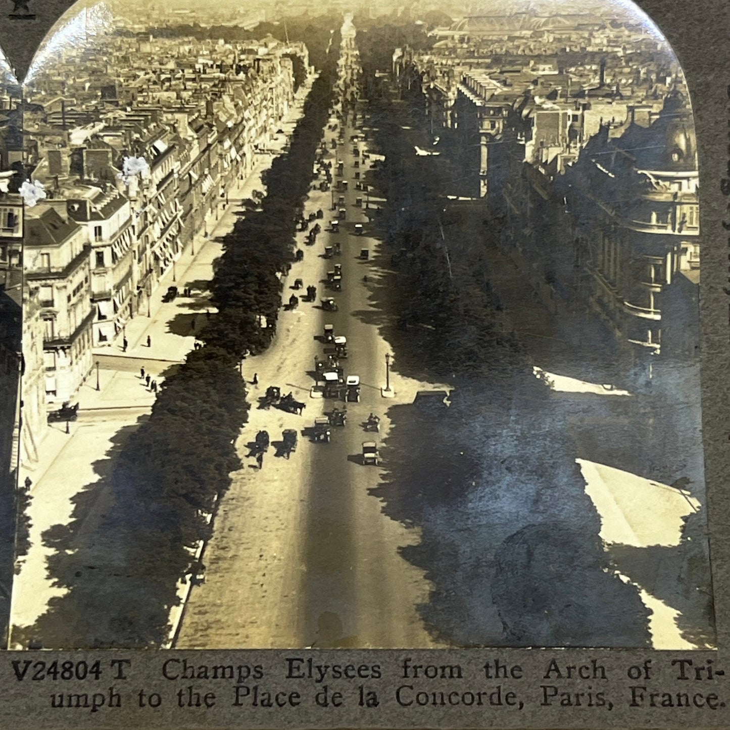 Stereoview Card Champs Elysees Arch of Triumph Palace de la Concorde Paris H3-2