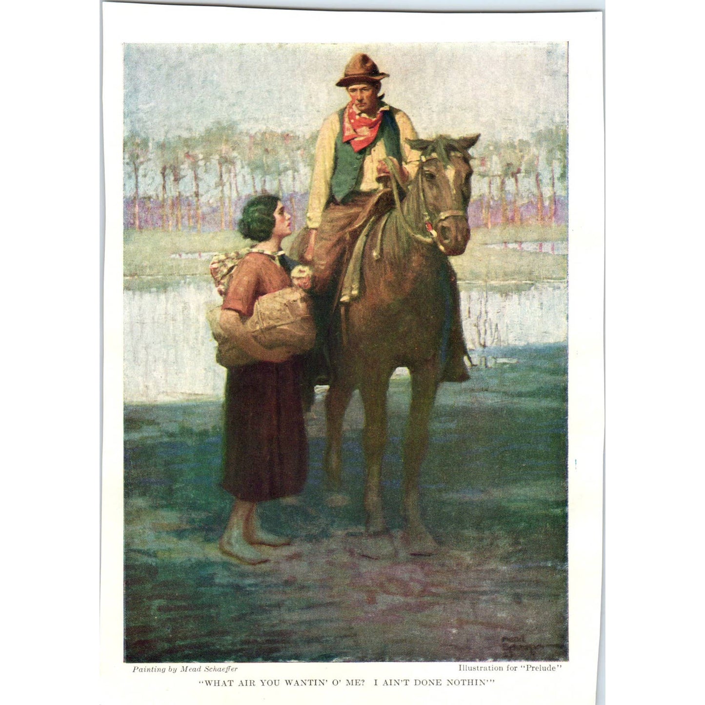 c1920 Harper's Print - What Air You Wantin O' Me? I Ain't Done Nothin TD8-H1