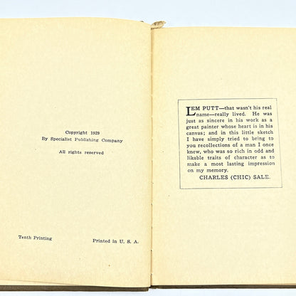 1929 "THE SPECIALIST" By Charles (Chic) Sale Early Humor Book Hardcover H5-3