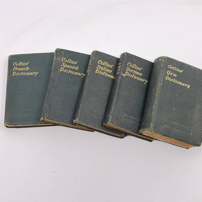 Antique Lot of 5 Collins Pocket Multilingual Dictionaries TF3