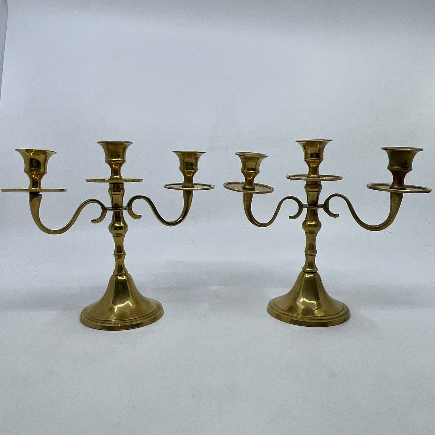 Vintage Liards Solid Brass Candelabra Pair 3 Arm Candlestick Holders 5.5 x 6 TI3
