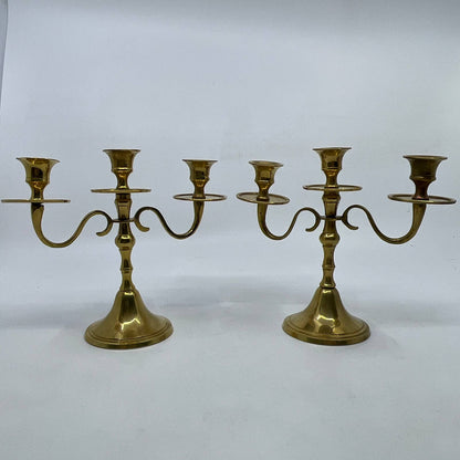 Vintage Liards Solid Brass Candelabra Pair 3 Arm Candlestick Holders 5.5 x 6 TI3