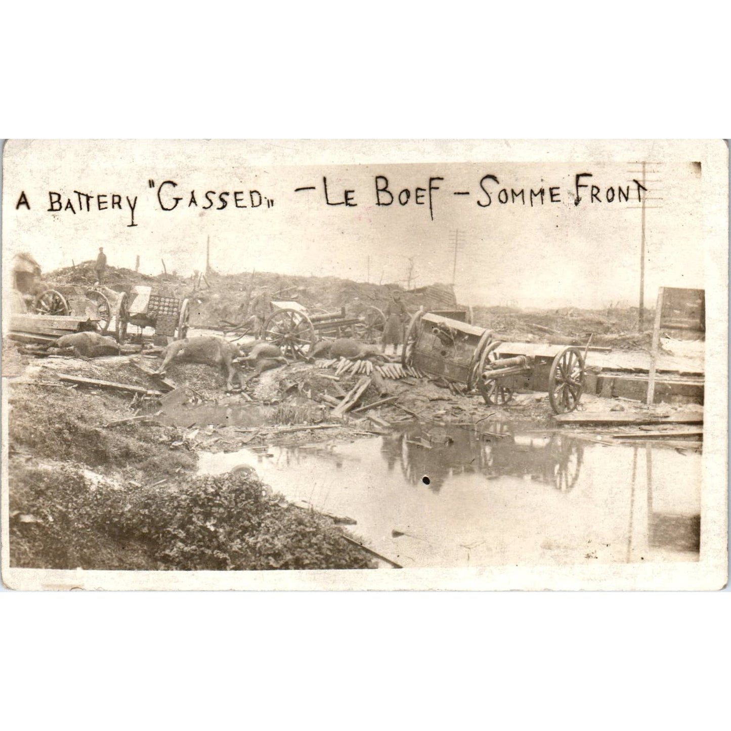 Antique WWI Postcard RPPC A Battery Gassed Le Boef Somme Front France EA3
