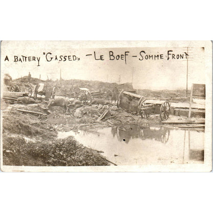 Antique WWI Postcard RPPC A Battery Gassed Le Boef Somme Front France EA3