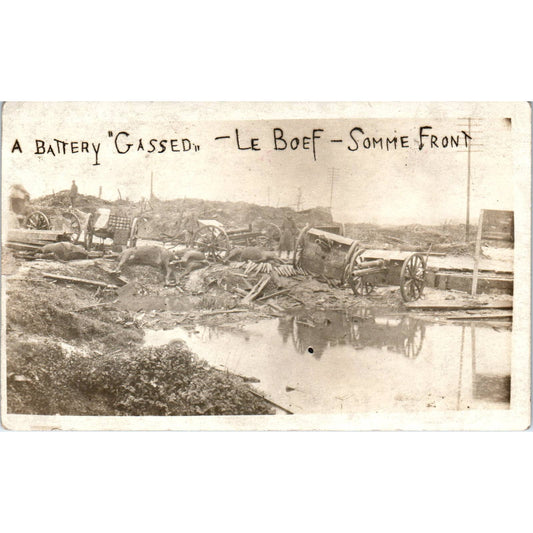 Antique WWI Postcard RPPC A Battery Gassed Le Boef Somme Front France EA3