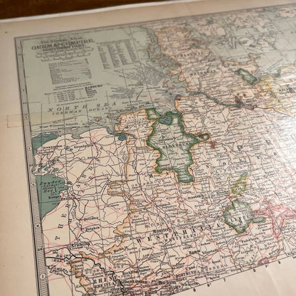 1897 Century Atlas Map of NORTHERN GERMAN EMPIRE PRE WWI Engraved 12.5x17 FL5