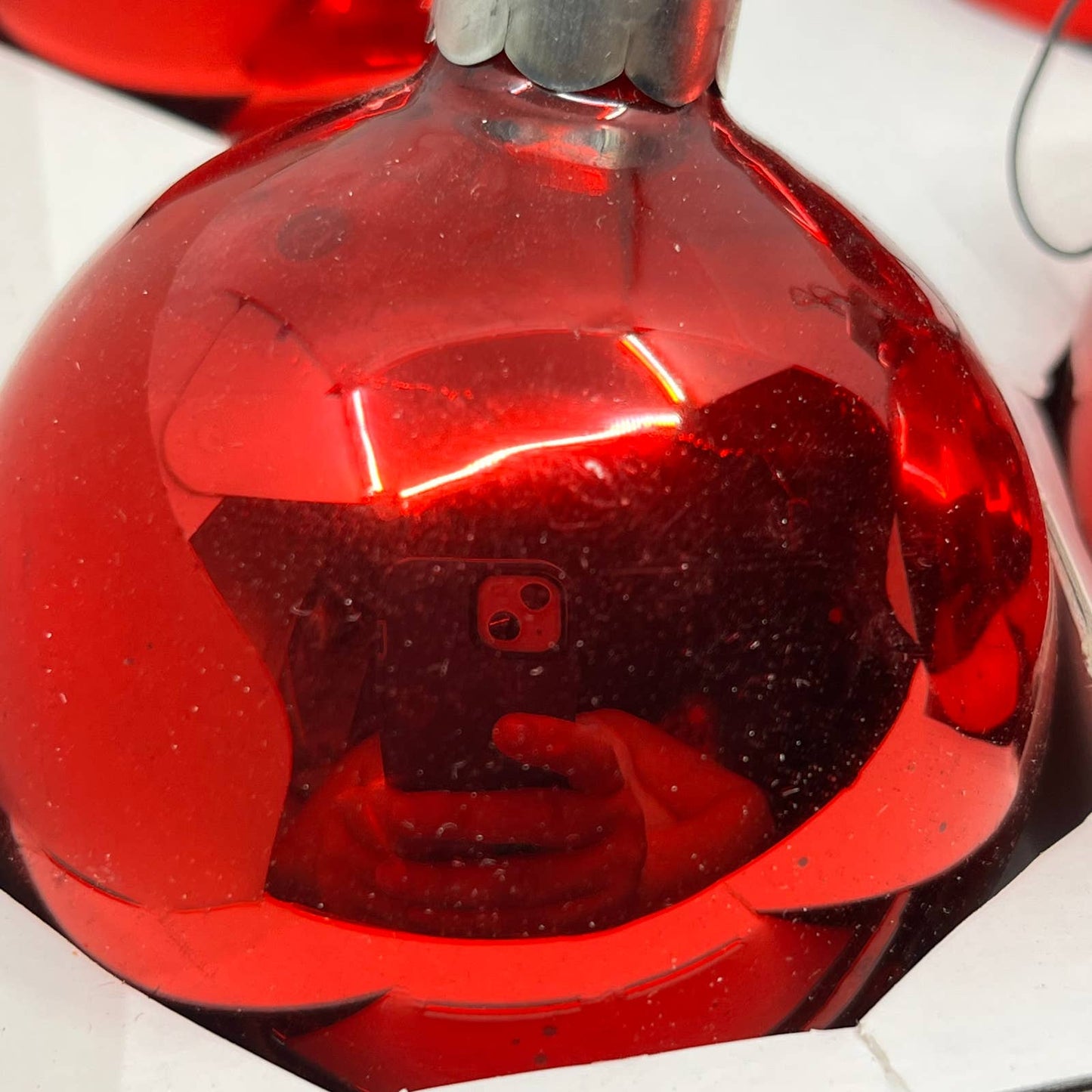 HOLLY 6 Vintage 2 5/8" Mercury Glass Ornaments Original Box Red TJ9