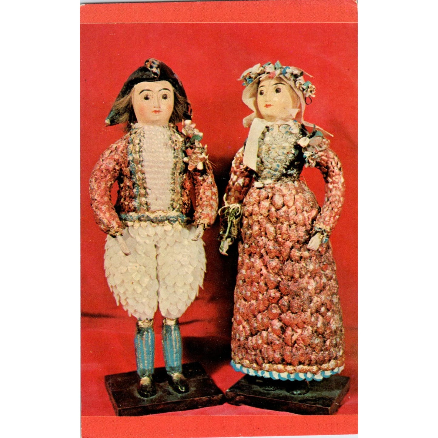 Pair of Shell Dolls Mary Merritt's Doll Museum Original Postcard PB6