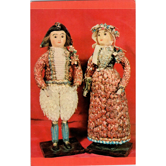 Pair of Shell Dolls Mary Merritt's Doll Museum Original Postcard PB6