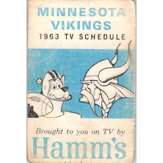 Minnesota Vikings 1963 TV Schedule Brought to you on TV by Hamms TK1-P3