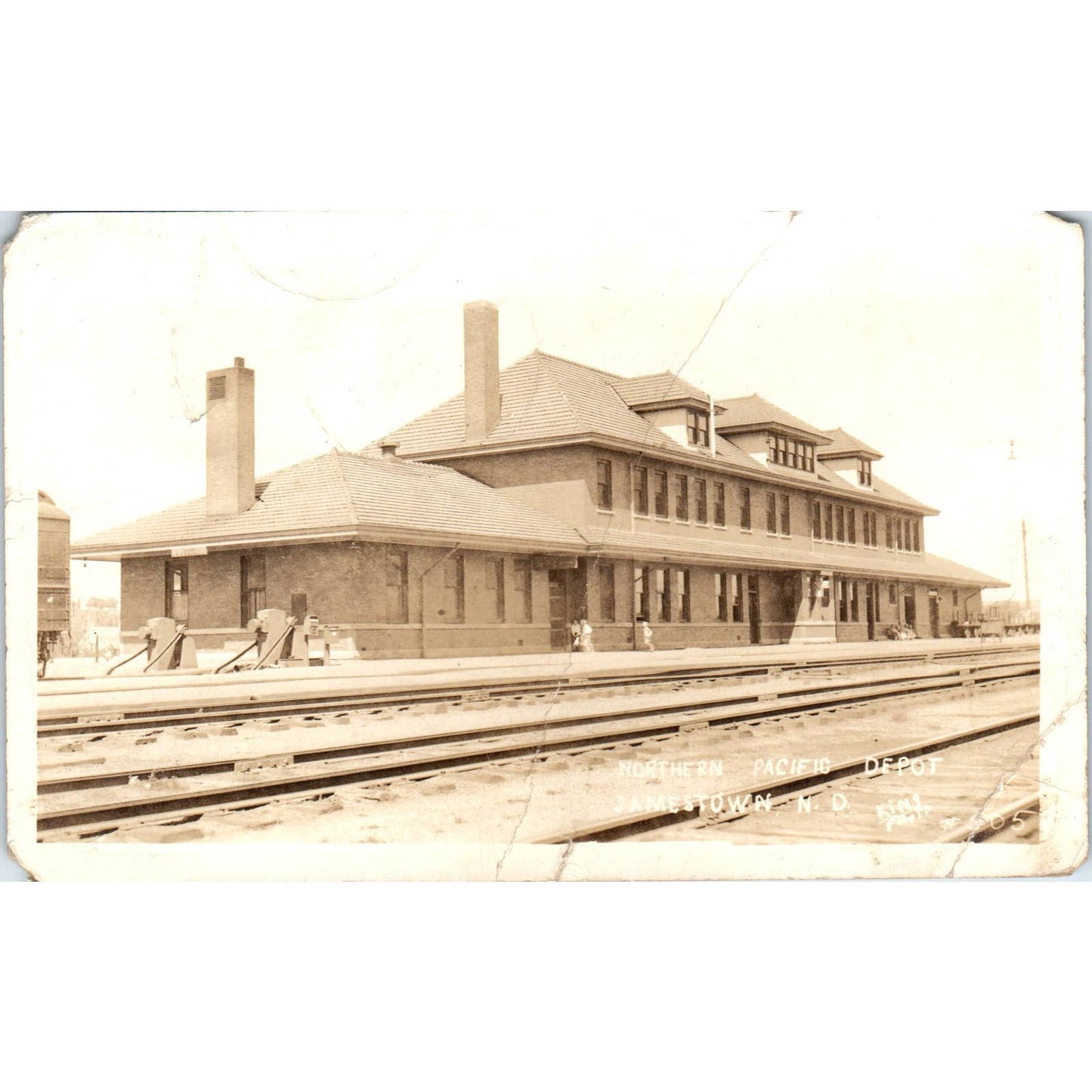 Antique Postcard RPPC Northern Pacific Railway Depot Jamestown ND SE8