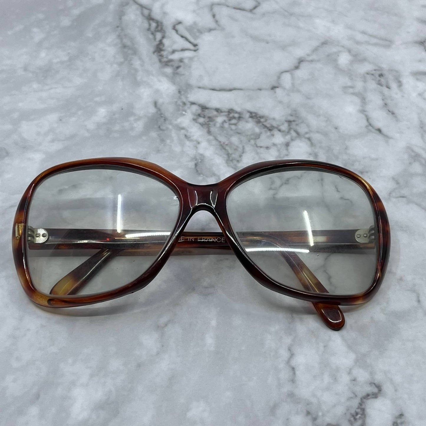 Vintage Tortoise Shell Big Eye Cat Eye Woman’s Eyeglasses France 5.75” TA9