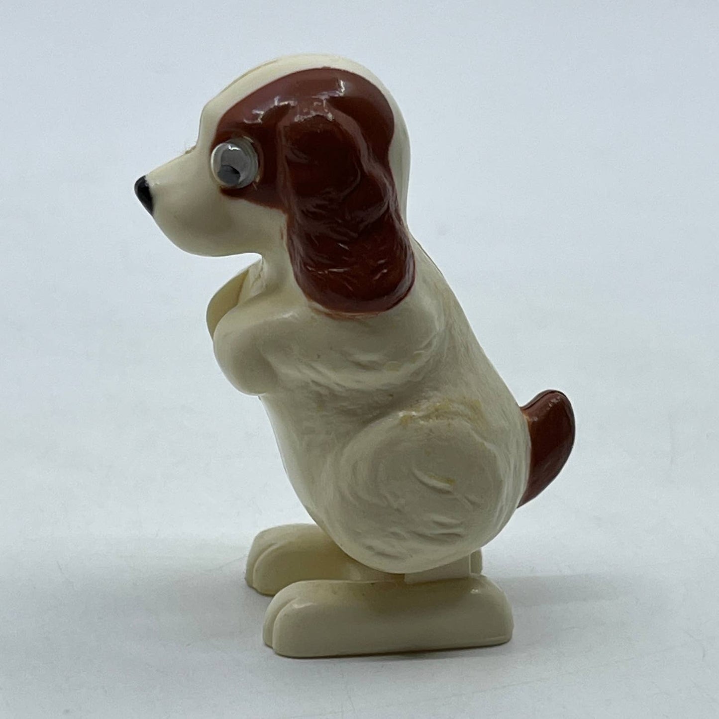 1977 Tomy Pocket Pets Wind Up Brown & White Dog Puppy Google Eye Toy SE2