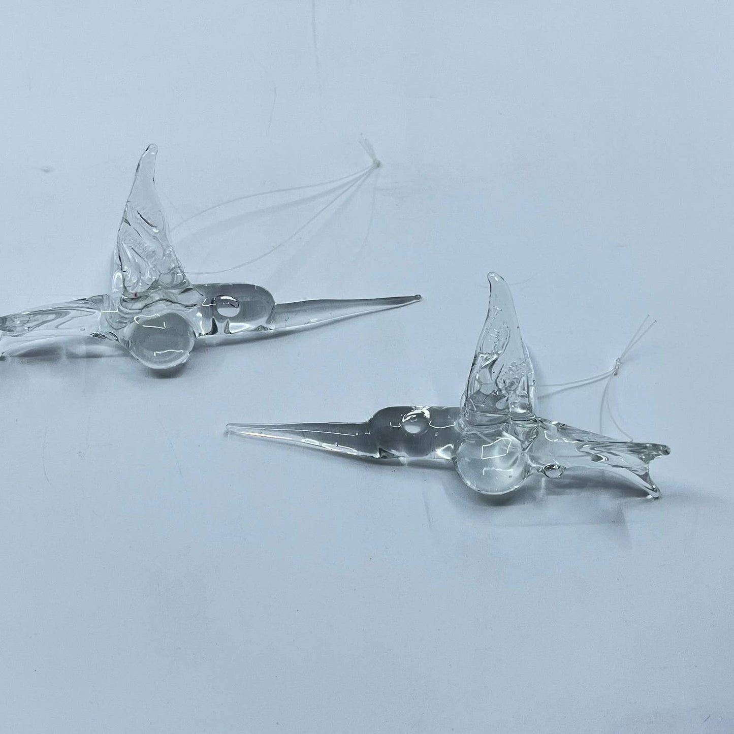 Vintage Blown Art Glass Hummingbird Christmas Ornament Set of 2 SC8