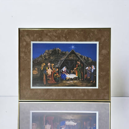 Christmas Nativity Scene Framed Signed Art Print Janet Mattison-Prise 15x19”