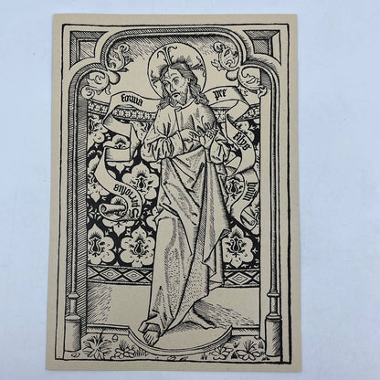 Original 1892 Ludwig Rosenthal Engraving Jesus Christ in a gothic arch 1480 AC8