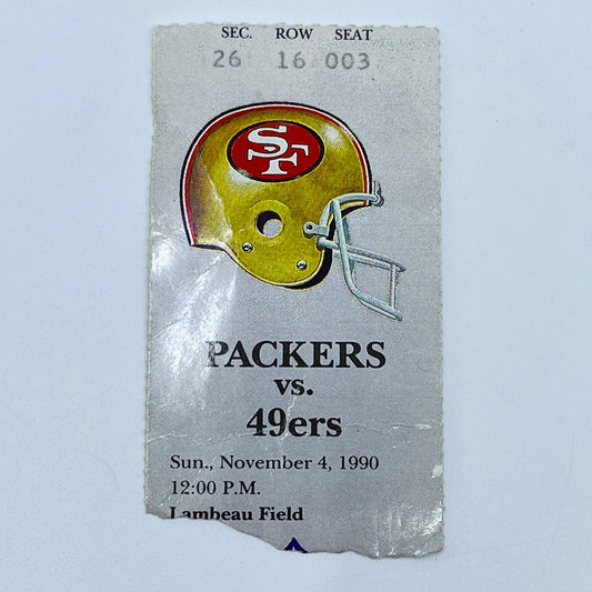 Green Bay Packers 11/4/1990 ORIGINAL NFL ticket stub vs San Francisco 49ers SC8