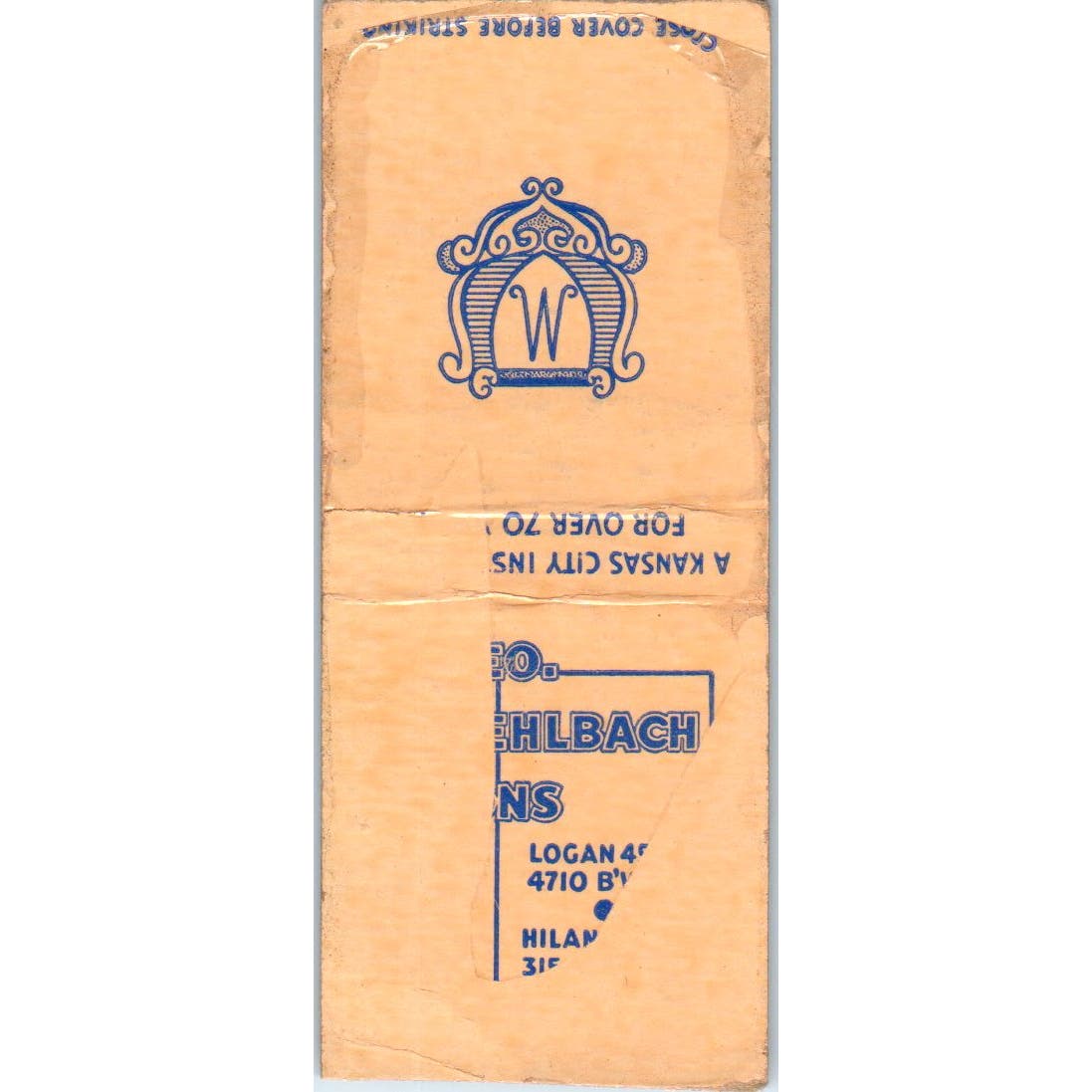 Muehlbach's Kansas City MO Advertising Matchbook Cover SA9-M1