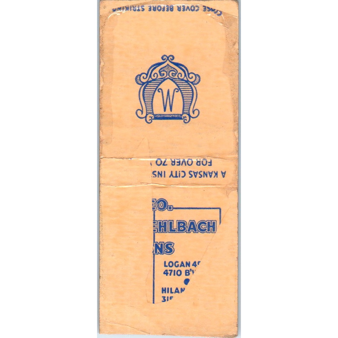 Muehlbach's Kansas City MO Advertising Matchbook Cover MM9-5