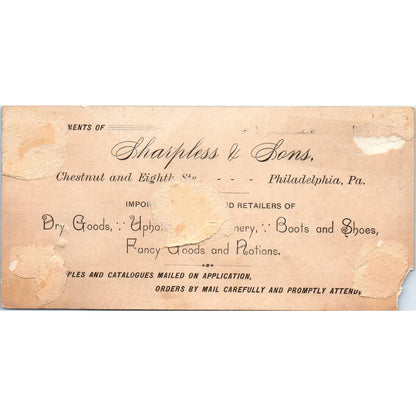 1880s Victorian Trade Card Sharpless & Sons Dry Goods Philadelphia PA SF2