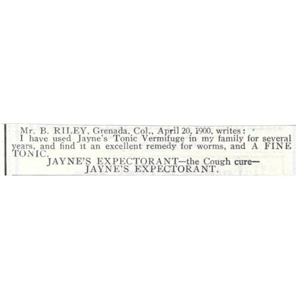 Jayne's Expectorant Cough Cure Quack Medicine - 1903 Original Ad TJ8-7-5